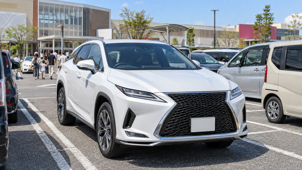 モールの駐車場に停まる中型高級SUV