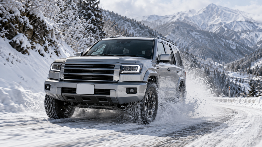 雪道を走る大型クロカンSUV